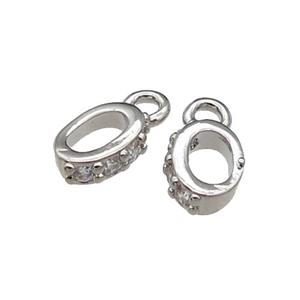 copper Hanger Bail paved zircon, platinum plated, approx 4-8mm [FN29273]