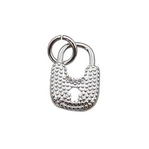 copper Lock pendant, platinum plated, approx 8-12mm [FN29275]