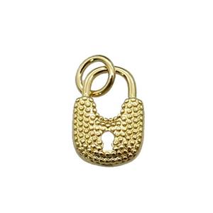 copper Lock pendant, gold plated, approx 8-12mm [FN29276]