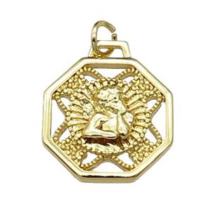 copper Angel pendant, gold plated, approx 18mm [FN29279]