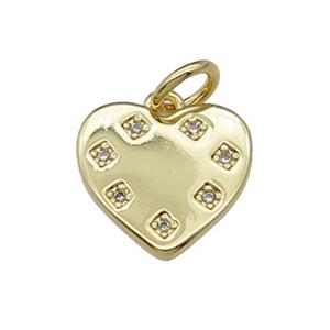 copper Heart pendant paved zircon, gold plated, approx 12mm [FN29289]