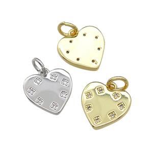 copper Heart pendant paved zircon, mixed, approx 12mm [FN29290]