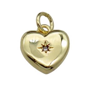 copper heart pendant pave zircon, gold plated, approx 10mm [FN29299]