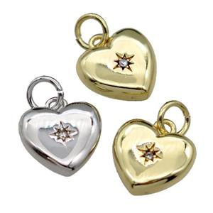 copper heart pendant pave zircon, northstar, mixed, approx 10mm [FN29300]