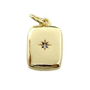 copper rectangle pendant pave zircon, gold plated, approx 9-14mm [FN29302]