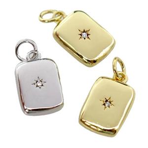 copper rectangle pendant pave zircon, northstar, mixed, approx 9-14mm [FN29303]