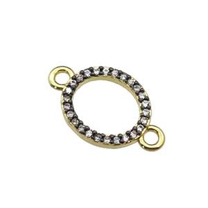 copper circle connector pave zircon, gold plated, approx 10-11mm [FN29315]