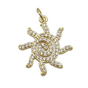 copper spiral pendant pave zircon, gold plated, approx 18-20mm [FN29323]