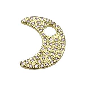 copper moon pendant pave zircon, gold plated, approx 15-20mm [FN29326]