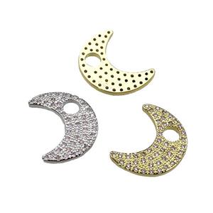 copper moon pendant pave zircon, mixed, approx 15-20mm [FN29327]