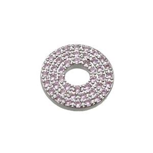 copper circle pendant pave zircon, platinum plated, approx 13mm dia [FN29334]