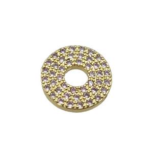 copper circle pendant pave zircon, gold plated, approx 13mm dia [FN29335]