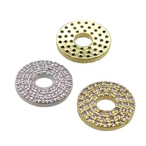 copper circle pendant pave zircon, mixed, approx 13mm dia [FN29336]