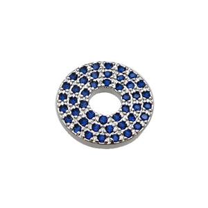 copper circle pendant pave blue zircon, platinum plated, approx 13mm dia [FN29337]
