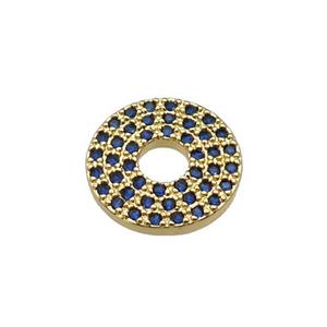 copper circle pendant pave blue zircon, gold plated, approx 13mm dia [FN29338]