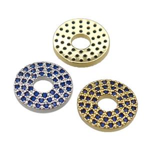 copper circle pendant pave blue zircon, mixed, approx 13mm dia [FN29339]