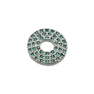 copper circle pendant pave green zircon, platinum plated, approx 13mm dia [FN29340]