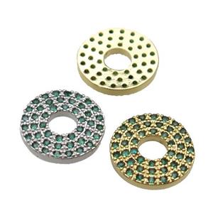 copper circle pendant pave green zircon, mixed, approx 13mm dia [FN29342]