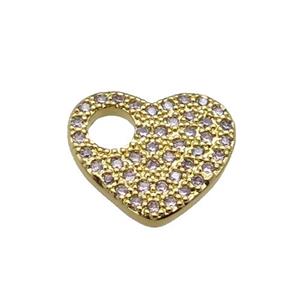 copper Heart pendant pave zircon, gold plated, approx 11-13mm [FN29344]