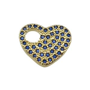 copper Heart pendant pave blue zircon, gold plated, approx 11-13mm [FN29347]