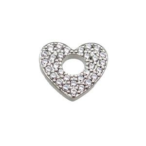 copper Heart pendant pave zircon, platinum plated, approx 13.5mm [FN29352]