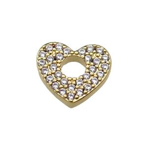 copper Heart pendant pave zircon, gold plated, approx 13.5mm [FN29353]