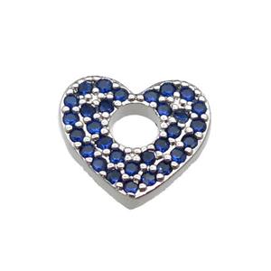 copper Heart pendant pave blue zircon, platinum plated, approx 13.5mm [FN29355]