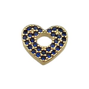 copper Heart pendant pave blue zircon, gold plated, approx 13.5mm [FN29356]