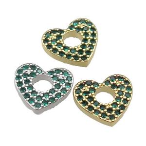 copper Heart pendant pave green zircon, mixed, approx 13.5mm [FN29360]