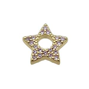copper star pendant pave zircon, gold plated, approx 13.5mm [FN29362]