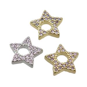 copper star pendant pave zircon, mixed, approx 13.5mm [FN29363]