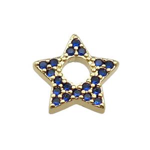 copper star pendant pave blue zircon, gold plated, approx 13.5mm [FN29365]