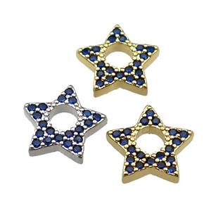 copper star pendant pave blue zircon, mixed, approx 13.5mm [FN29366]