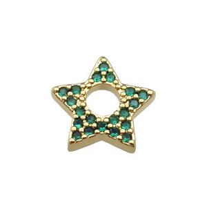copper star pendant pave green zircon, gold plated, approx 13.5mm [FN29368]
