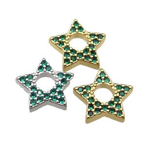 copper star pendant pave green zircon, mixed, approx 13.5mm [FN29369]