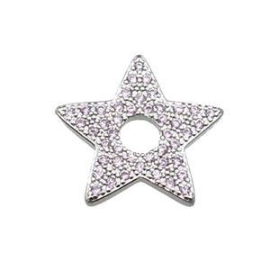 copper star pendant pave zircon, platinum plated, approx 17mm [FN29370]