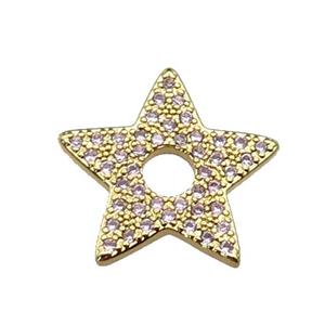 copper star pendant pave zircon, gold plated, approx 17mm [FN29371]