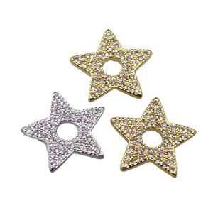 copper star pendant pave zircon, mixed, approx 17mm [FN29372]