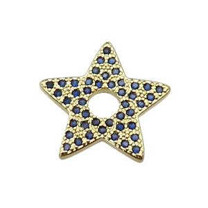 copper star pendant pave blue zircon, gold plated, approx 17mm [FN29374]