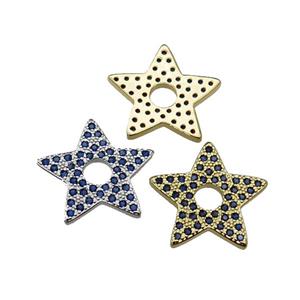 copper star pendant pave blue zircon, mixed, approx 17mm [FN29375]
