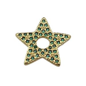 copper star pendant pave green zircon, gold plated, approx 17mm [FN29377]