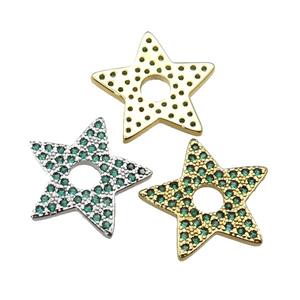 copper star pendant pave green zircon, mixed, approx 17mm [FN29378]