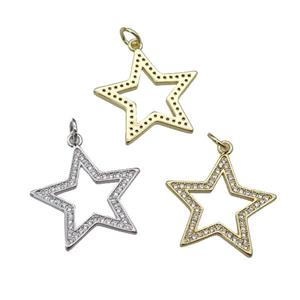 copper star pendant pave zircon, mixed, approx 21mm [FN29381]