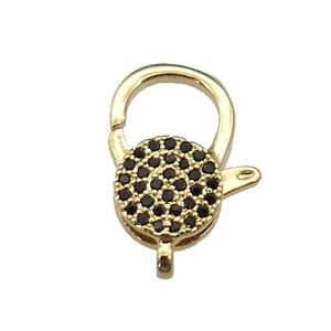copper Lobster Clasp pave zircon, gold plated, approx 11-17mm [FN29382]