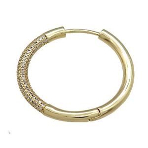 copper Hoop Earring pave zircon, gold plated, approx 35mm dia [FN29389]