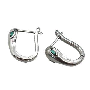 copper Latchback Earrings pave zircon, platinum plated, approx 16-20mm [FN29390]