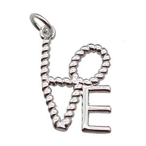 copper LOVE pendant, platinum plated, approx 12-16mm [FN29409]