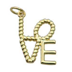 copper LOVE pendant, gold plated, approx 12-16mm [FN29410]