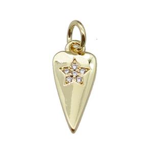 copper dart star pendant pave zircon, gold plated, approx 7-13mm [FN29426]
