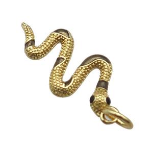 copper Snake pendant, coffee enamel, gold plated, approx 10-20mm [FN29440]